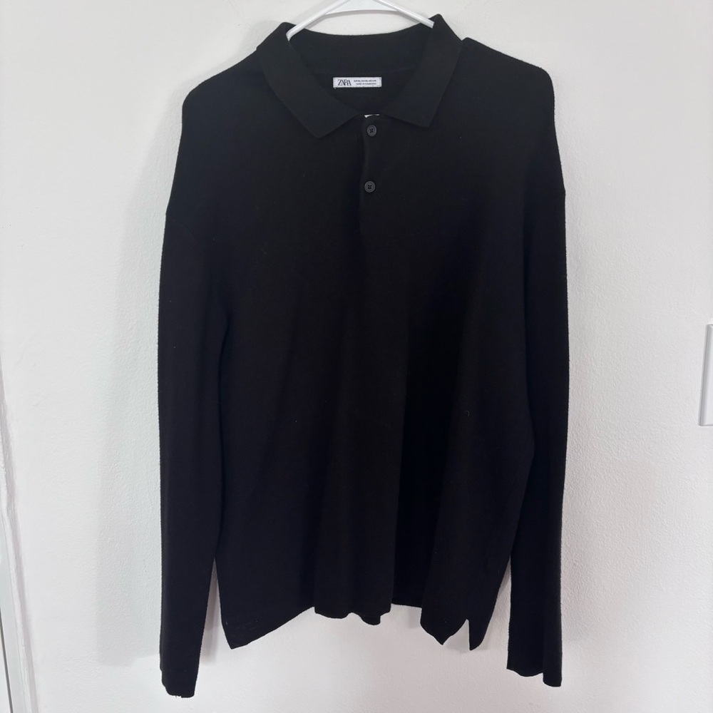 Zara Men’s Long Sleeve Collared Knit Sweater Size XL